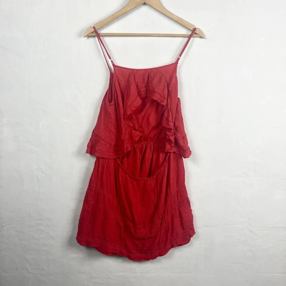 2/$30 Lovers & Friends Red Backless Romper Small